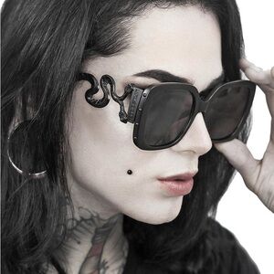 Killstar Black Snake-Embellished Sunglasses